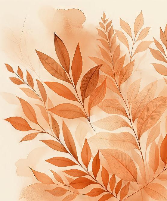 Papier peint feuillage aquarelle terracotta