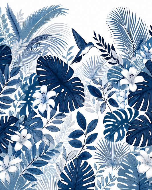 Papier peint jungle bleu canard – vue 1