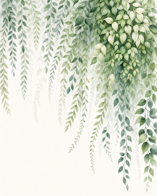 Papier peint feuillage vert – vue 1