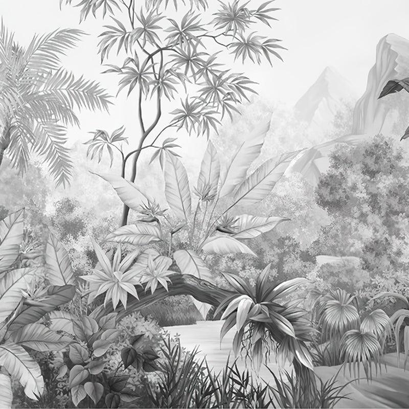 Papier peint jungle noir et blanc montagneuse