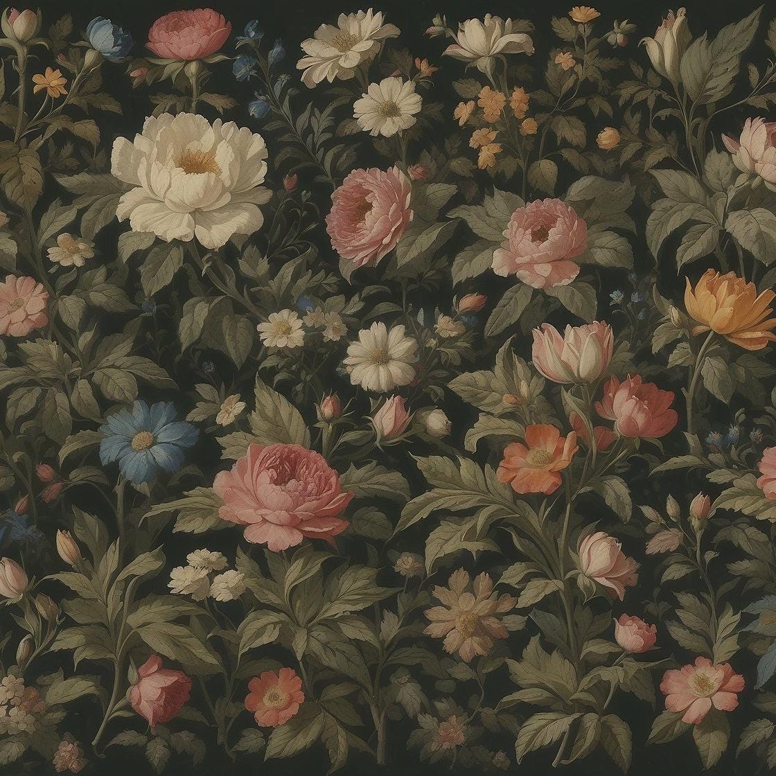 Papier peint fleuri vintage rétro