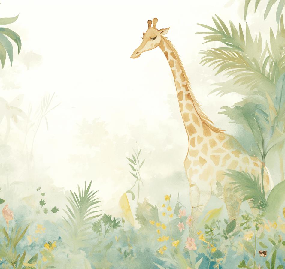 Papier peint girafe jungle éclairée