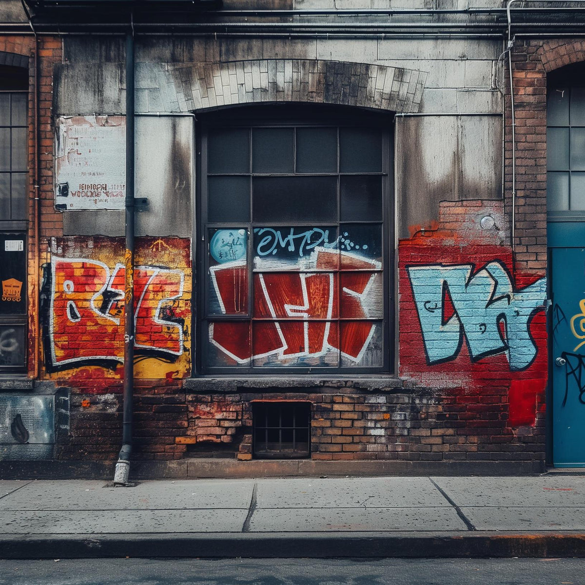 Papier peint trompe-l'œil street art industriel