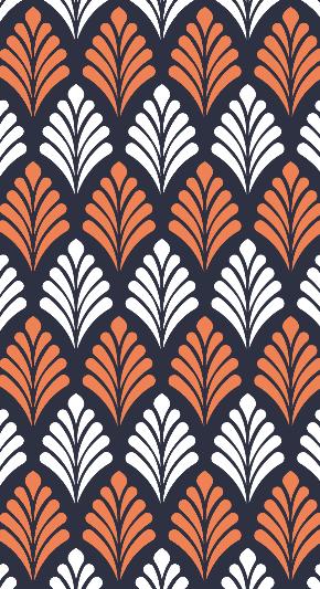 Papier peint art déco géométrique orange et noir
