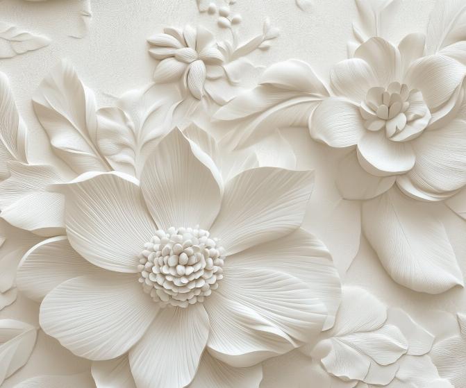 Papier peint floral 3D élégant en relief
