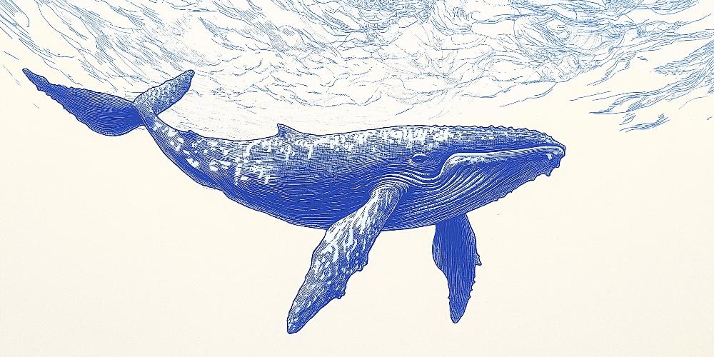 Papier peint baleine bleue illustration