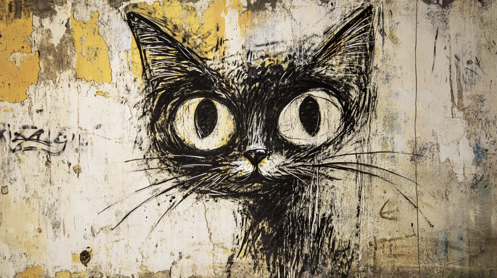 Papier peint chat street art urbain