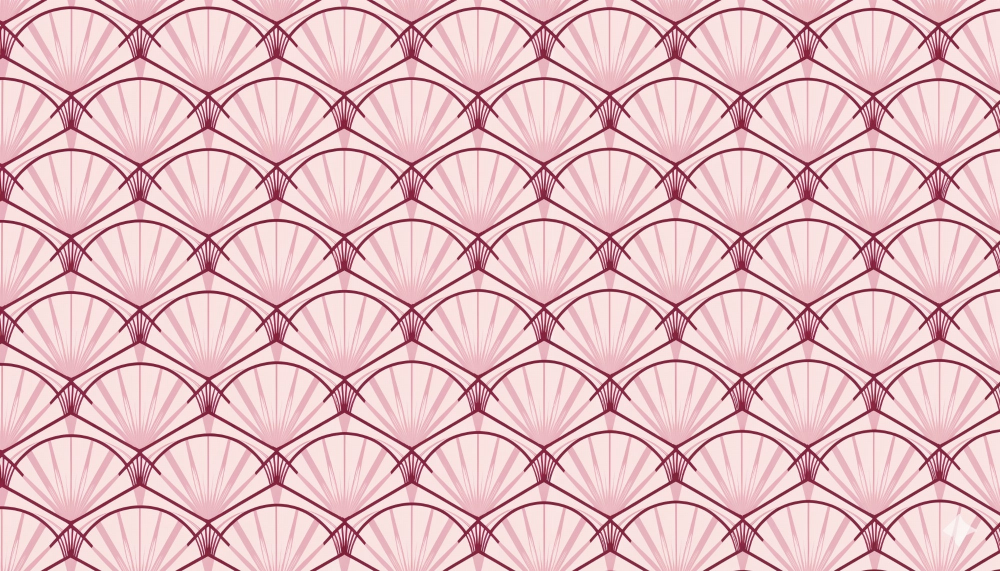 Papier peint art déco éventails rose