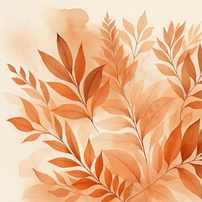 Papier peint feuillage aquarelle terracotta