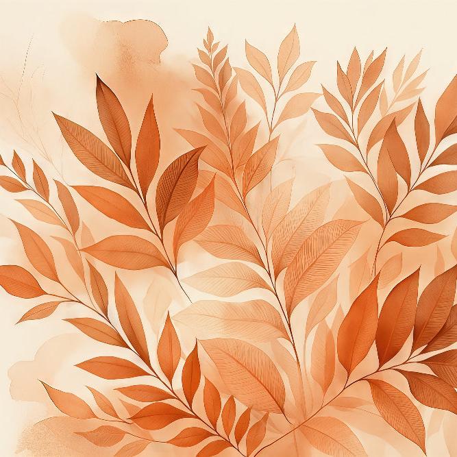 Papier peint feuillage aquarelle terracotta