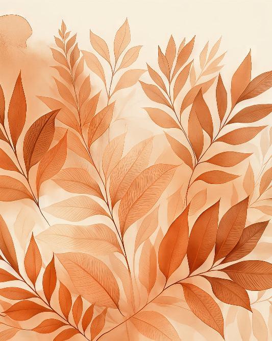 Papier peint feuillage aquarelle terracotta