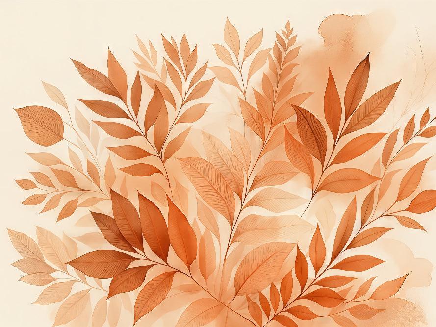 Papier peint feuillage aquarelle terracotta
