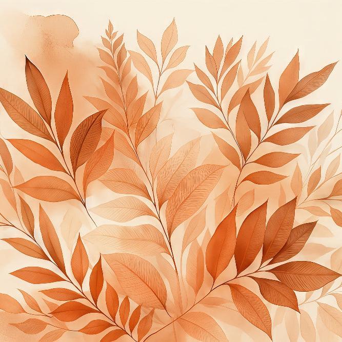 Papier peint feuillage aquarelle terracotta