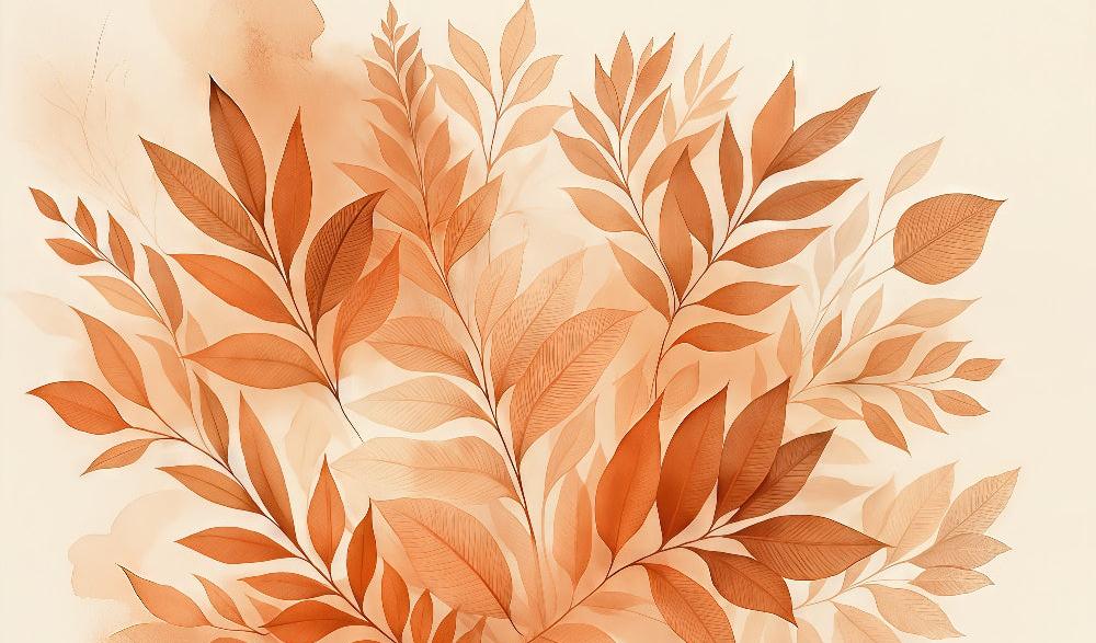 Papier peint feuillage aquarelle terracotta