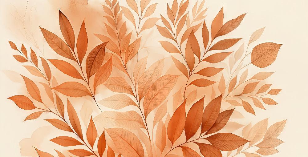 Papier peint feuillage aquarelle terracotta