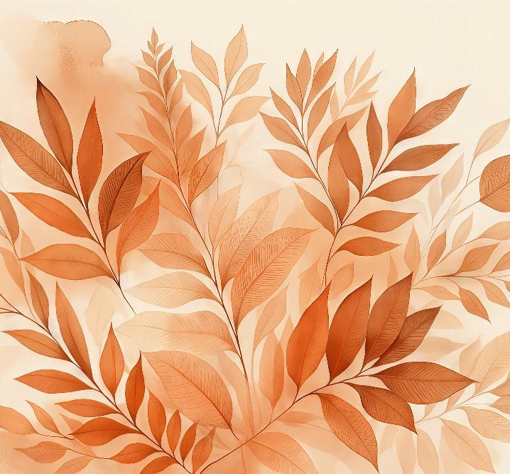 Papier peint feuillage aquarelle terracotta