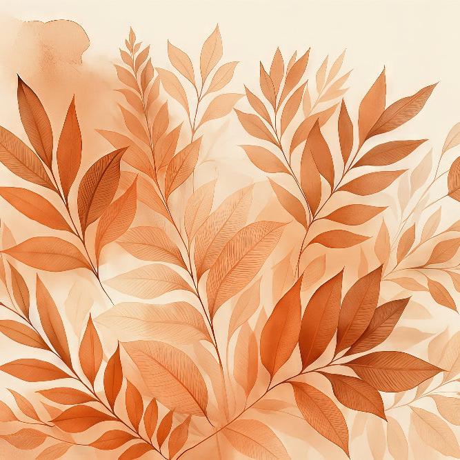Papier peint feuillage aquarelle terracotta