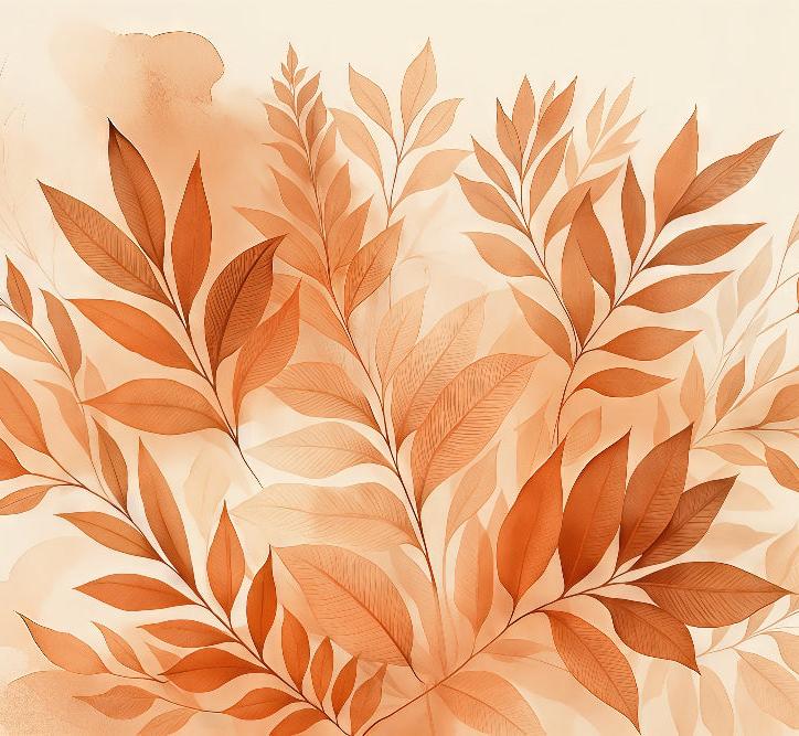 Papier peint feuillage aquarelle terracotta