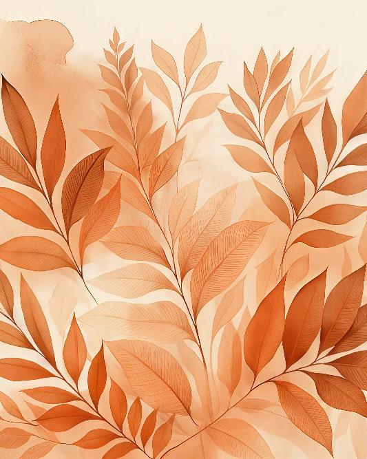 Papier peint feuillage aquarelle terracotta