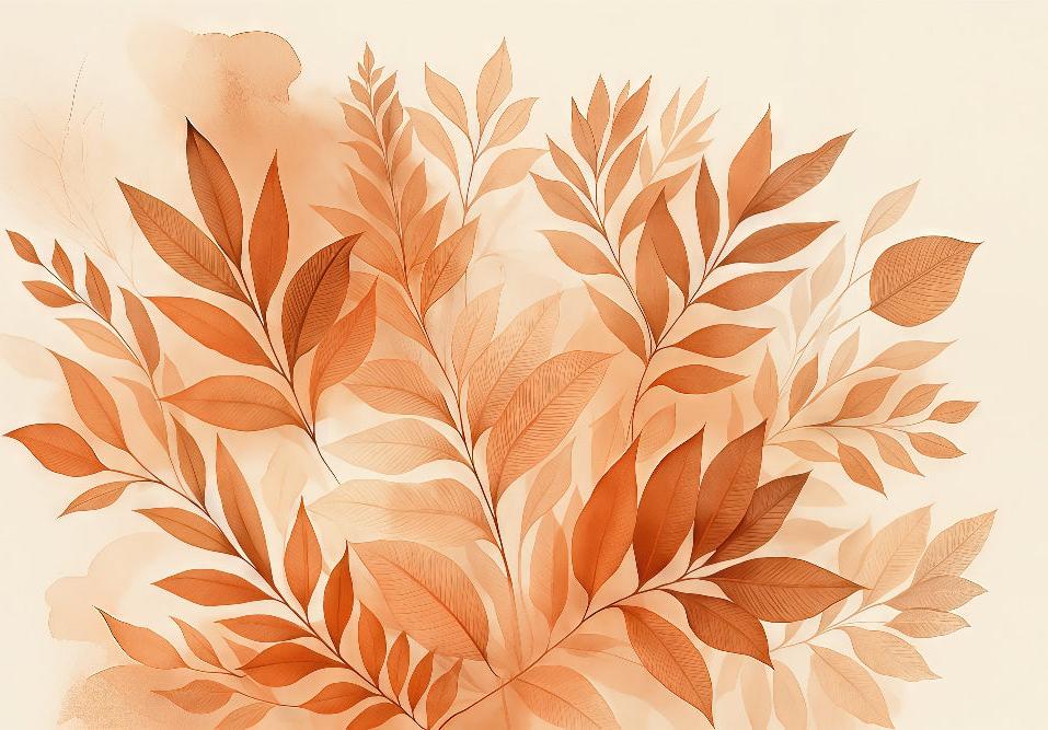 Papier peint feuillage aquarelle terracotta