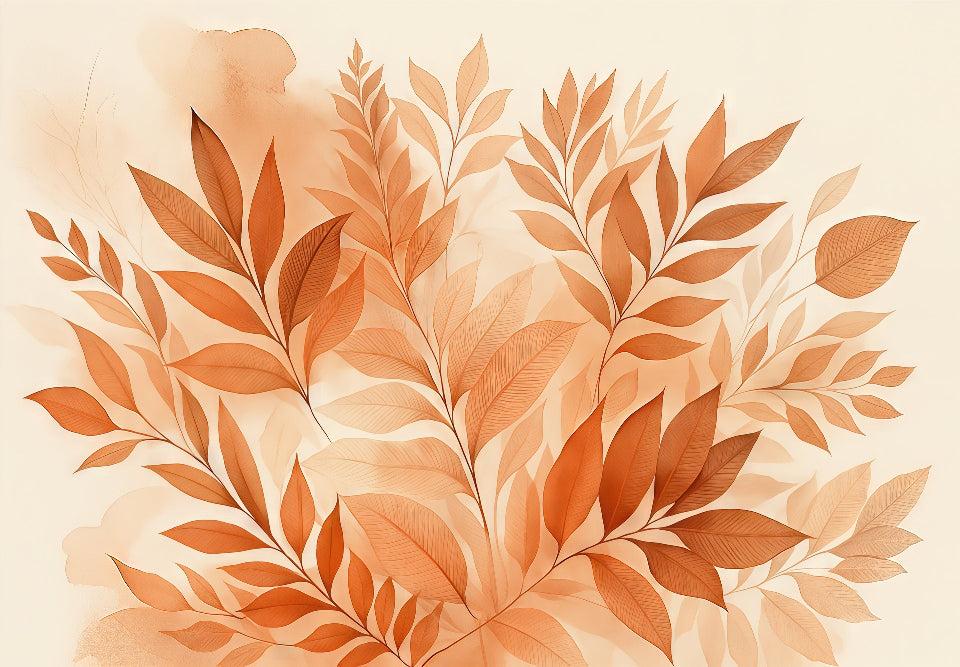 Papier peint feuillage aquarelle terracotta
