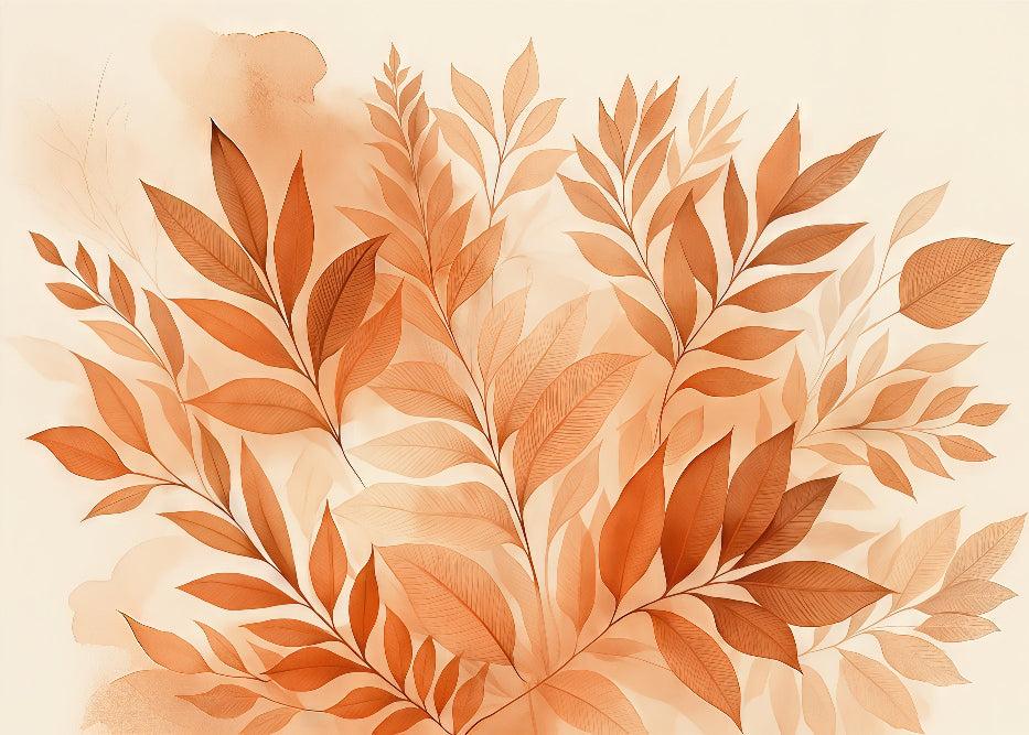 Papier peint feuillage aquarelle terracotta