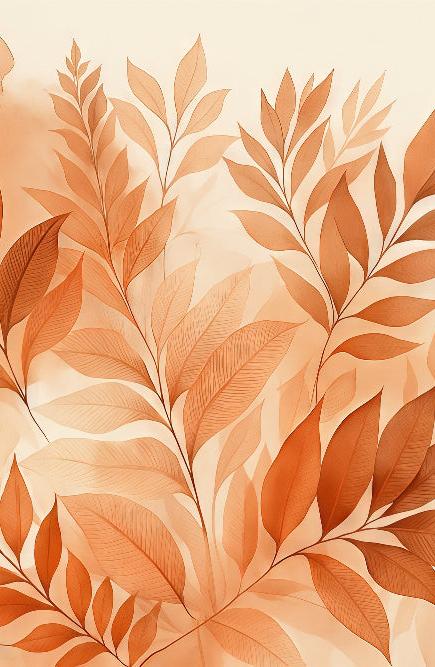 Papier peint feuillage aquarelle terracotta