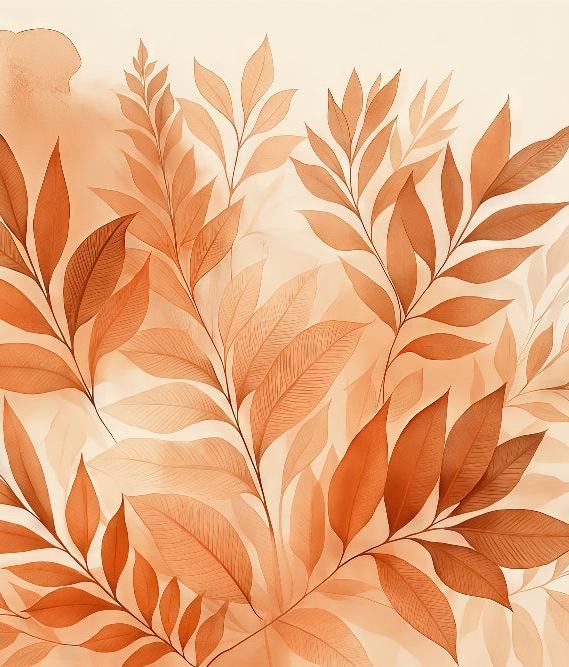 Papier peint feuillage aquarelle terracotta