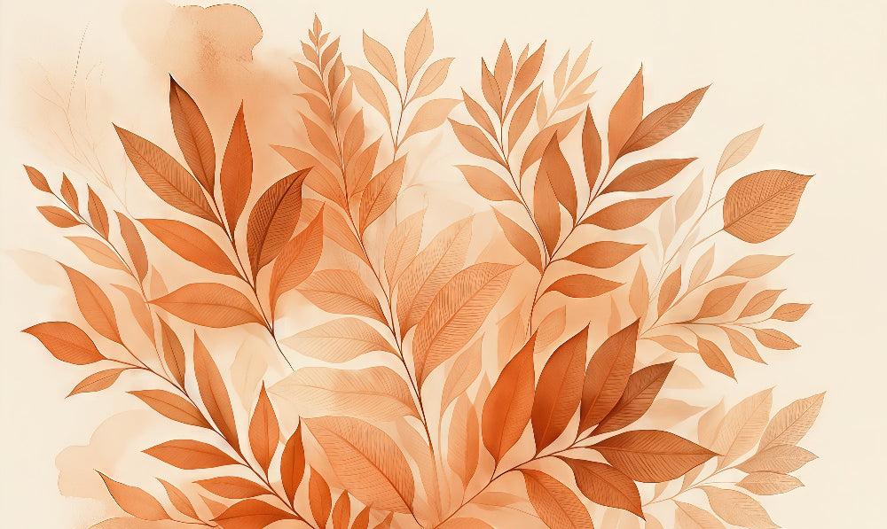 Papier peint feuillage aquarelle terracotta