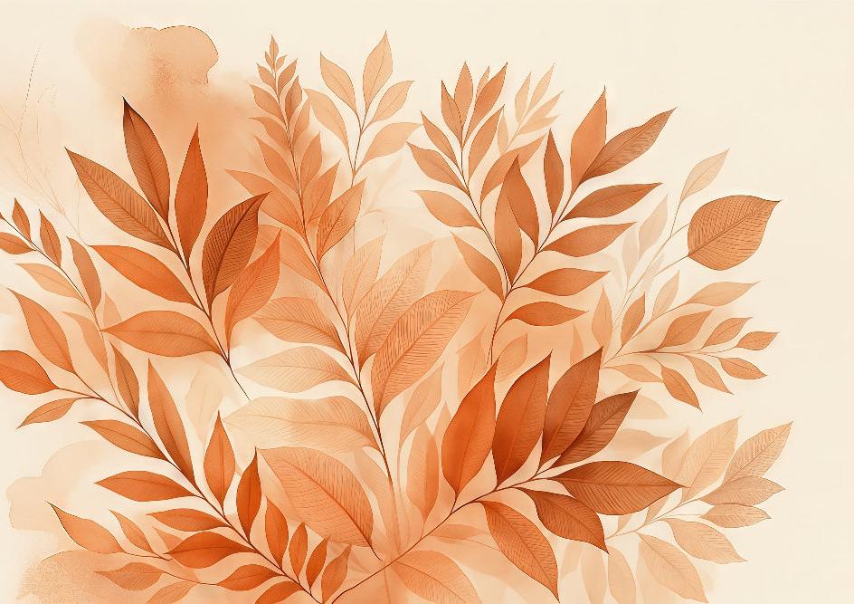 Papier peint feuillage aquarelle terracotta