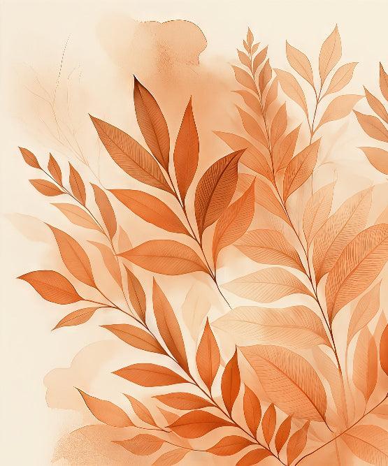 Papier peint feuillage aquarelle terracotta