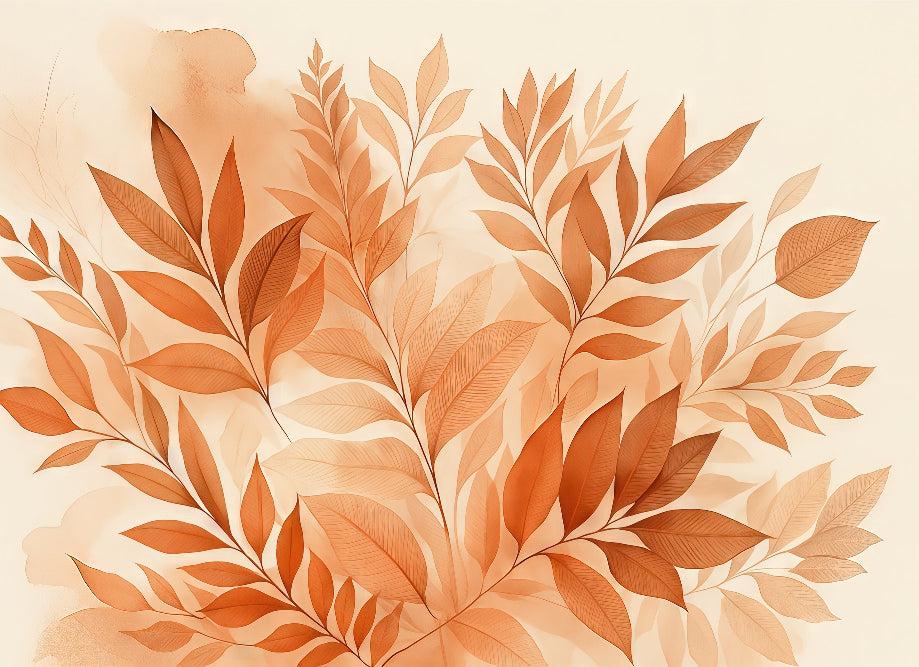 Papier peint feuillage aquarelle terracotta