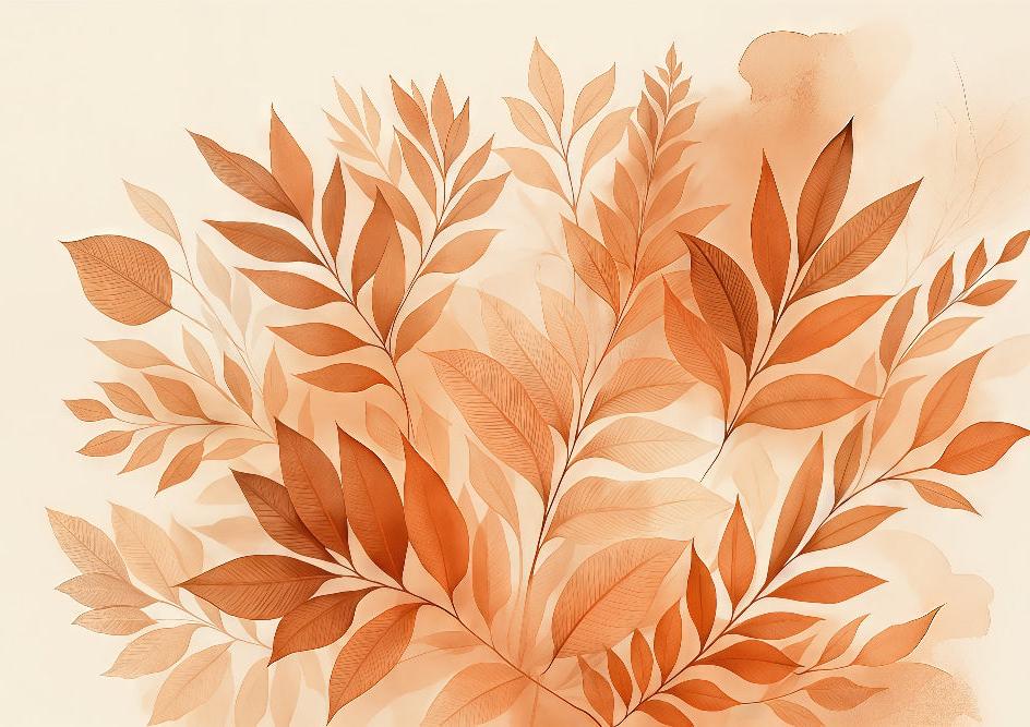 Papier peint feuillage aquarelle terracotta