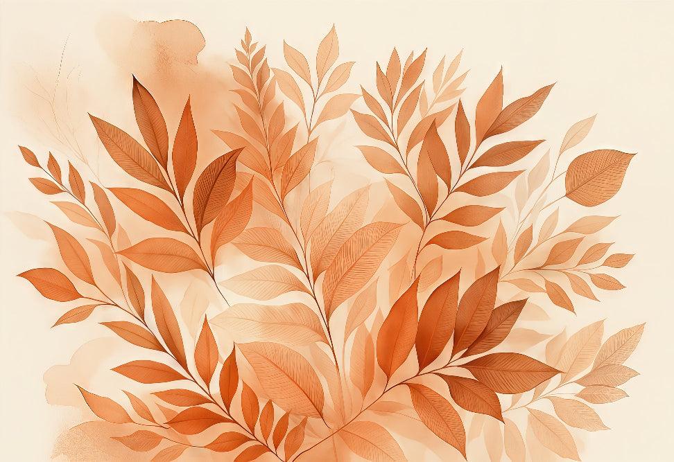 Papier peint feuillage aquarelle terracotta
