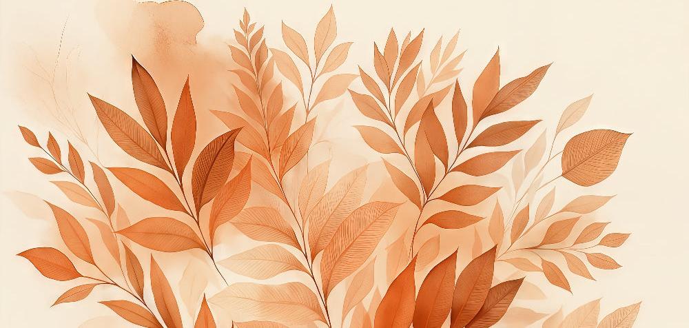 Papier peint feuillage aquarelle terracotta