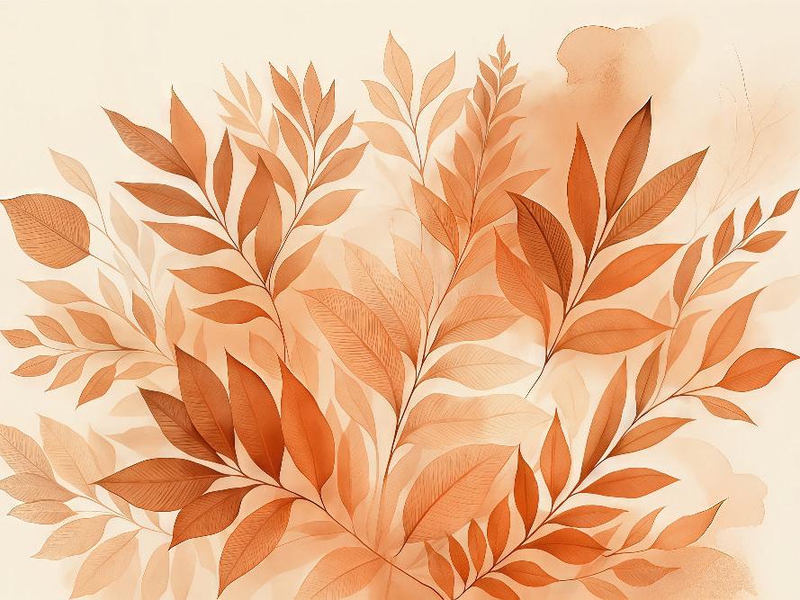 Papier peint feuillage aquarelle terracotta