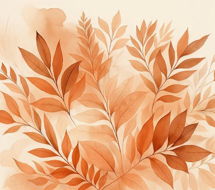 Papier peint feuillage aquarelle terracotta