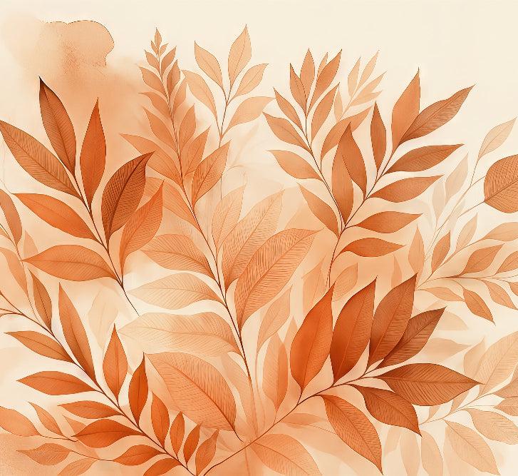 Papier peint feuillage aquarelle terracotta