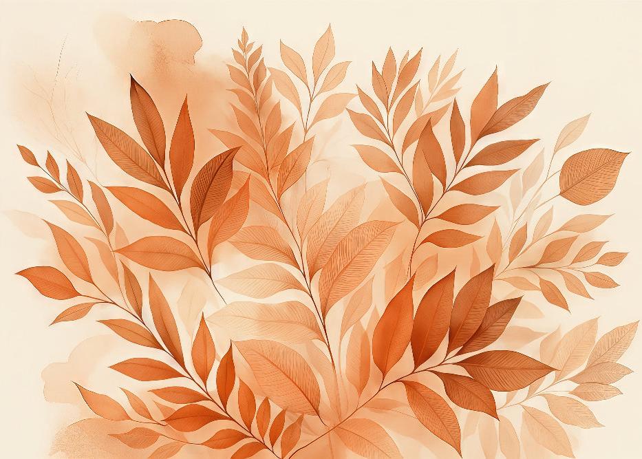 Papier peint feuillage aquarelle terracotta