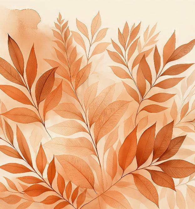 Papier peint feuillage aquarelle terracotta