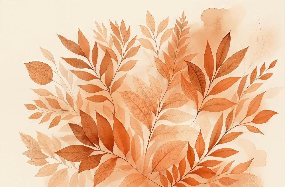 Papier peint feuillage aquarelle terracotta