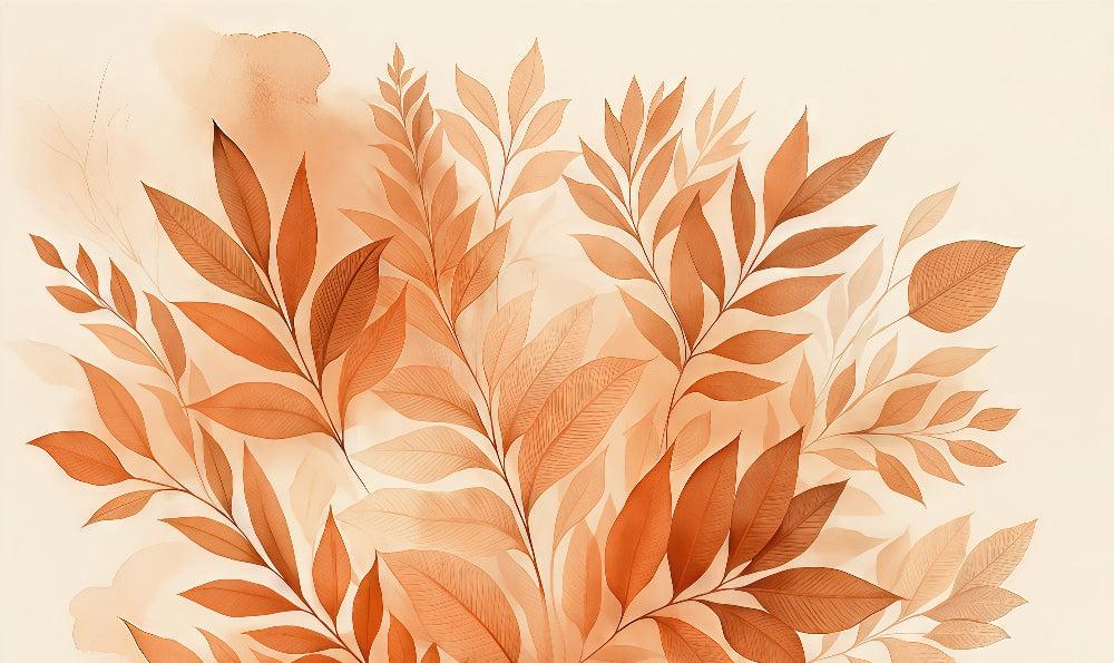 Papier peint feuillage aquarelle terracotta