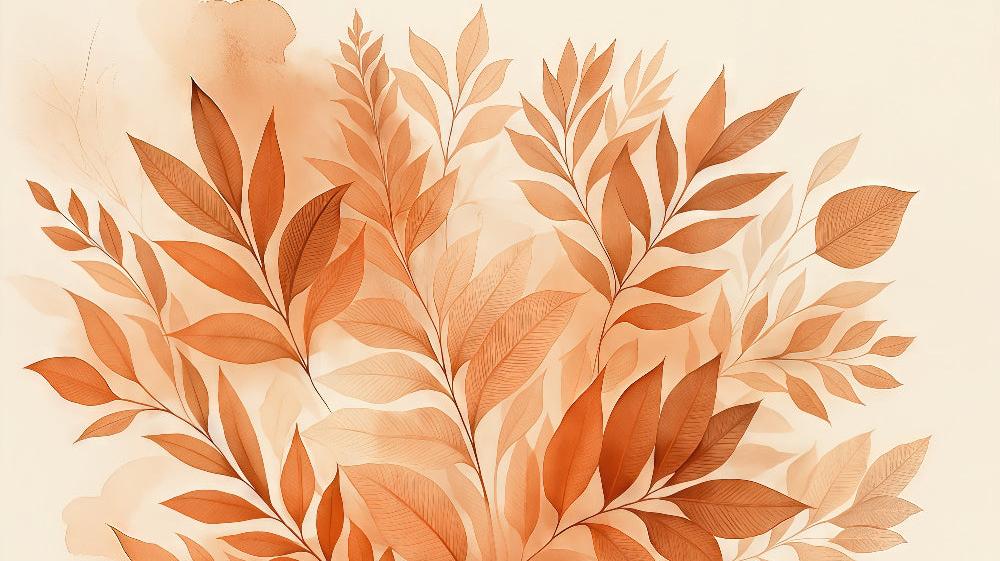 Papier peint feuillage aquarelle terracotta