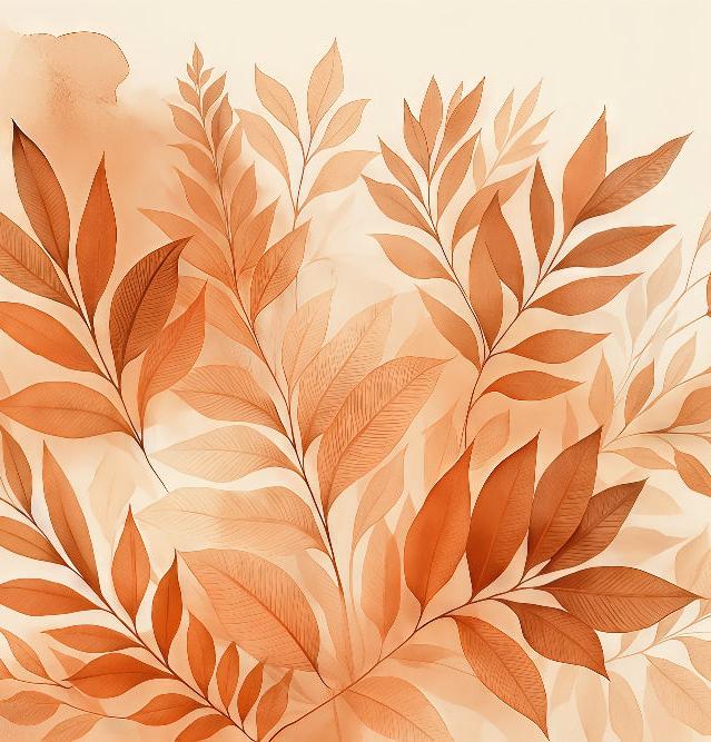 Papier peint feuillage aquarelle terracotta