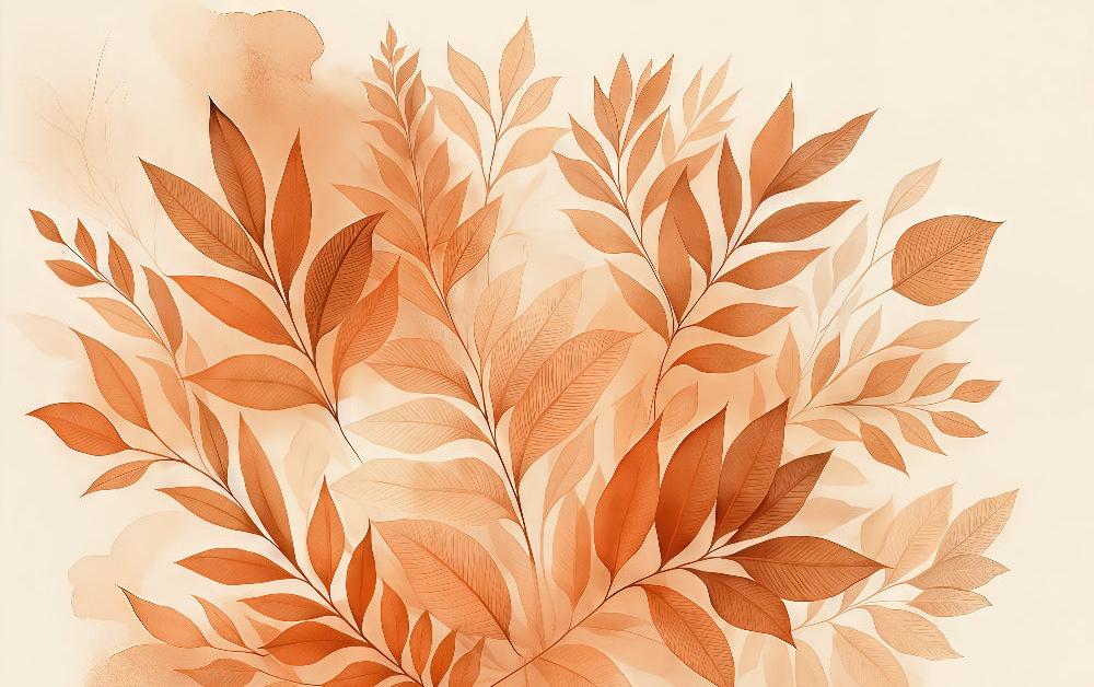 Papier peint feuillage aquarelle terracotta