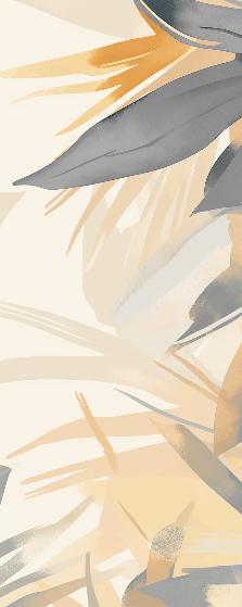 Papier peint feuillage pastel gris et jaune