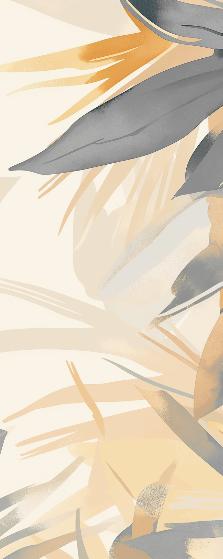 Papier peint feuillage pastel gris et jaune