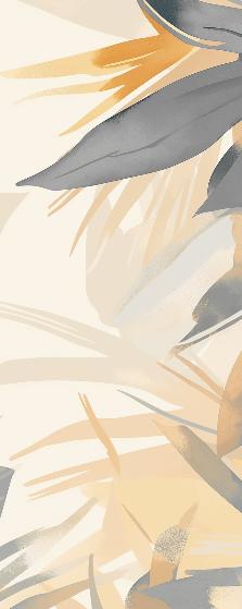 Papier peint feuillage pastel gris et jaune