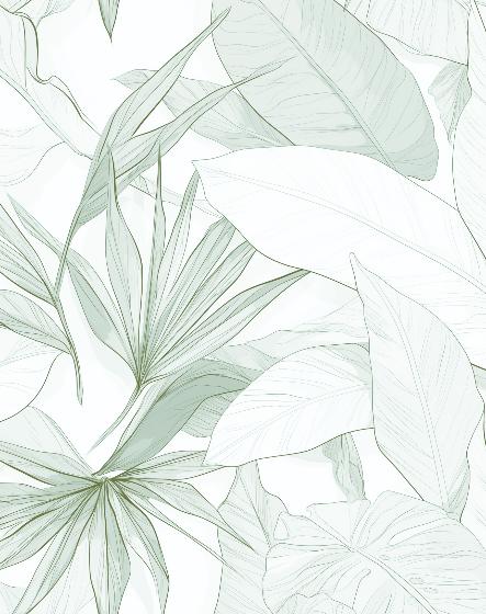Papier peint feuillage vert tropical