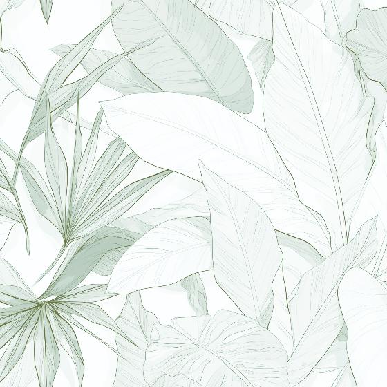 Papier peint feuillage vert tropical